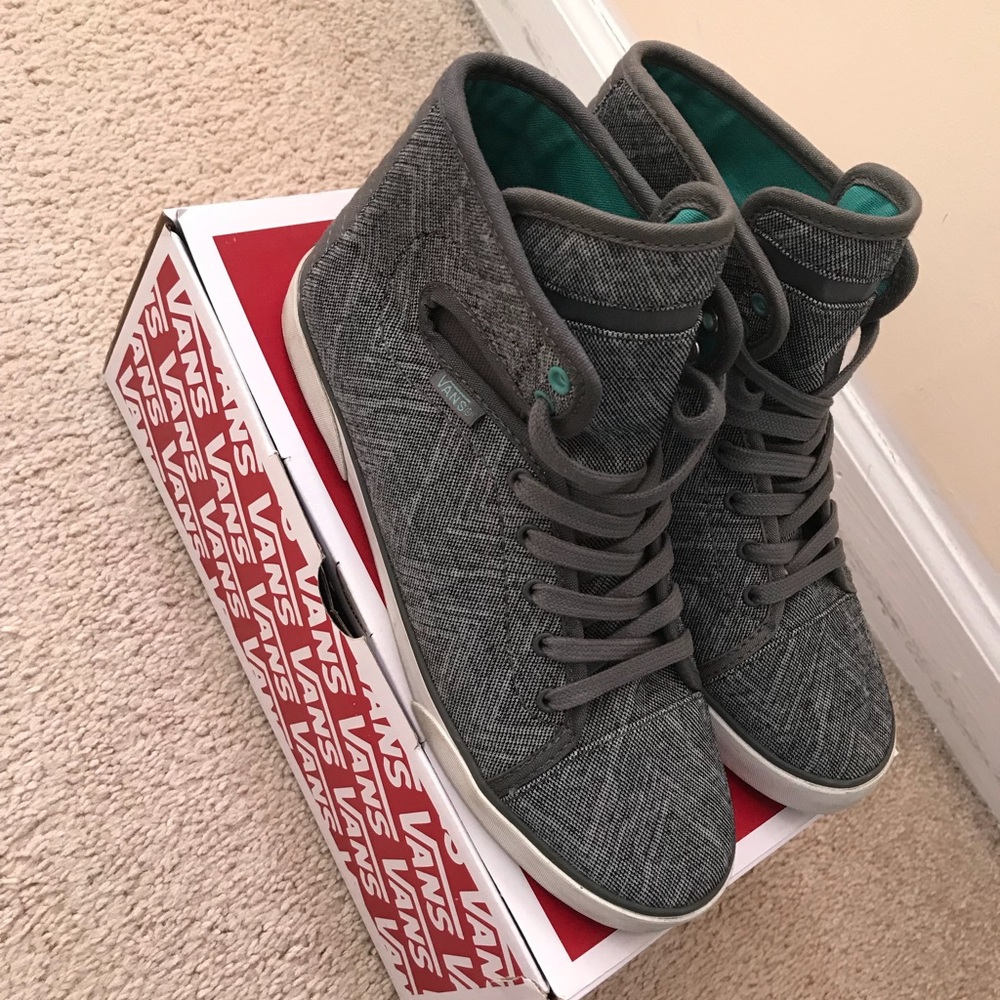 Gray & teal chevron Vans